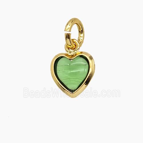 Green Catseye Glass Heart Pendant