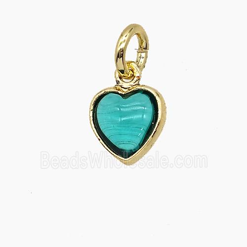 Teal Catseye Glass Heart Pendant