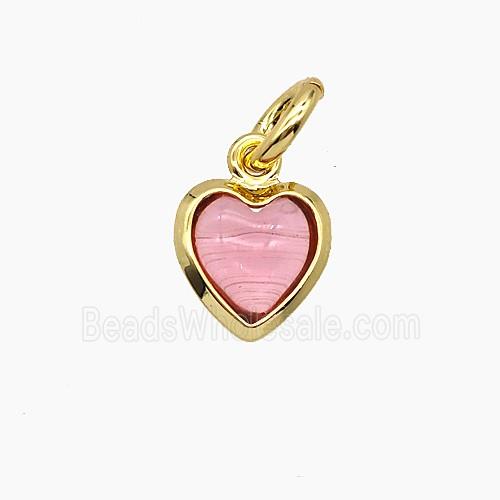 Pink Catseye Glass Heart Pendant