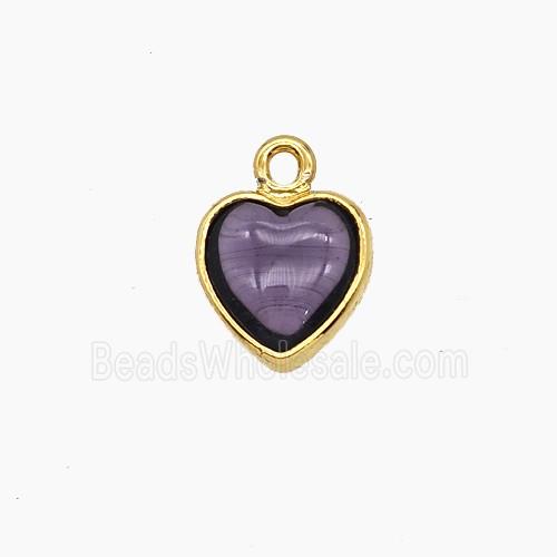 Purple Catseye Glass Heart Pendant