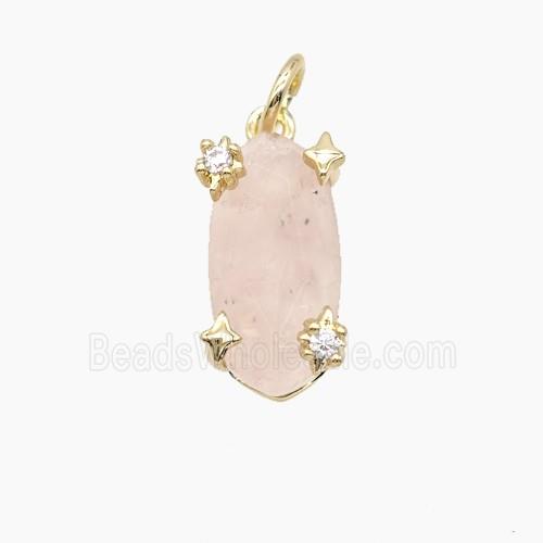 Rose Quartz Oval Pendant Copper Gold Plated