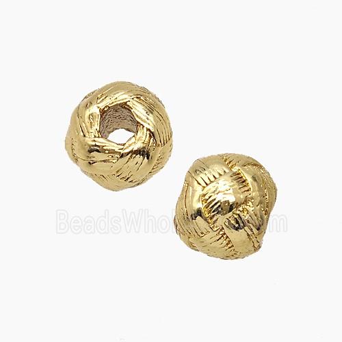 Copper Round Beads Large Hole Gold Plated