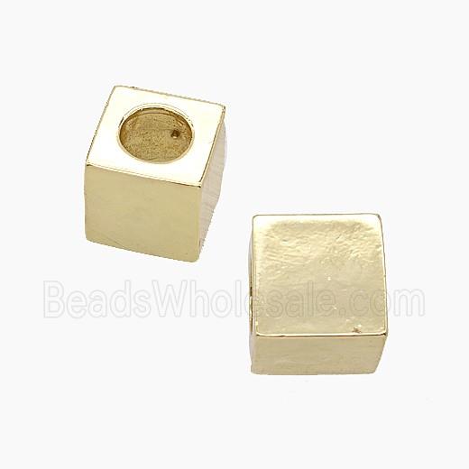 Copper Cube Beads Large Hole Gold Plated