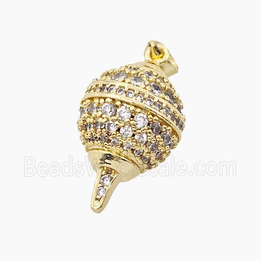 Copper Globe Pendant Micropave Zirconia Gold Plated