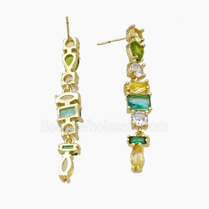 Copper Stud Earrings Pave Zirconia Gold Plated