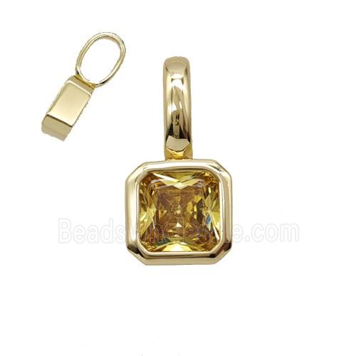 Copper Pendant Pave Crystal Glass Gold Plated
