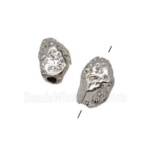 Copper Beads Freeform Hammered Platinum Plated