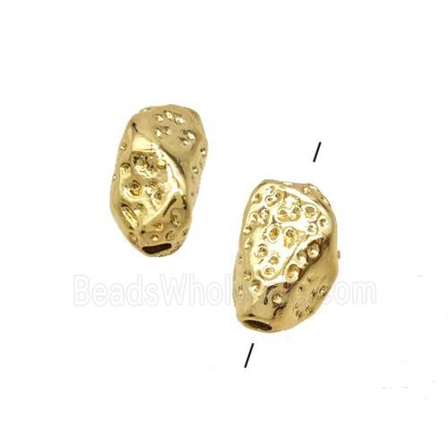Copper Beads Freeform Hammered Gold Plated