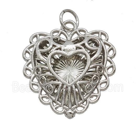 Copper Heart Pendant Hollow Platinum Plated
