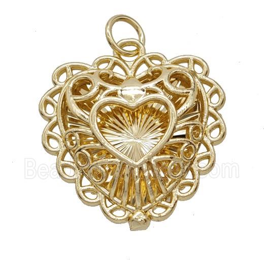 Copper Heart Pendant Hollow Gold Plated