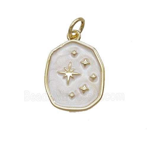Copper Star Pendant White Enamel Gold Plated