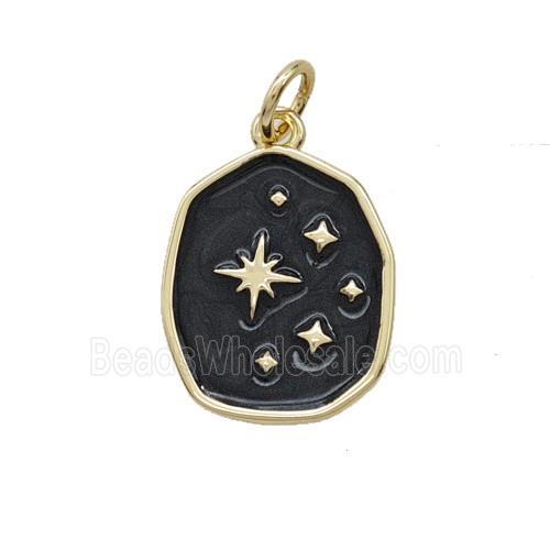 Copper Star Pendant Black Enamel Gold Plated