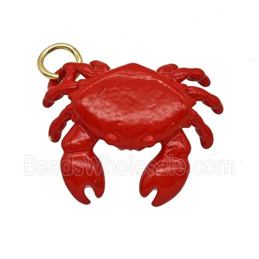 Copper Crab Pendant Red Enamel Gold Plated