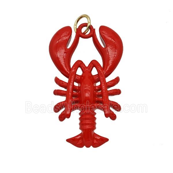 Copper Crab Pendant Red Enamel Gold Plated