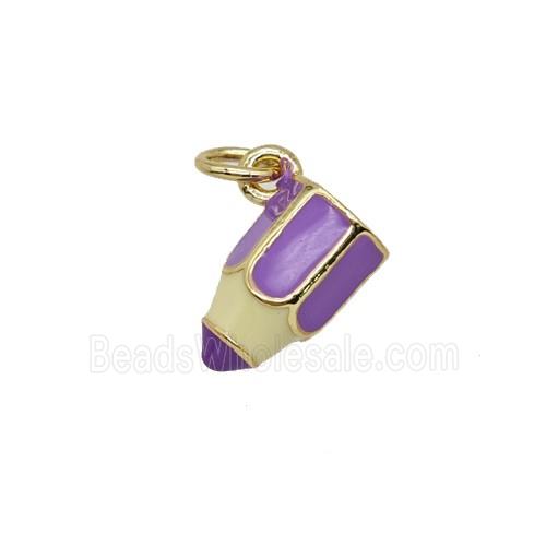 Copper Pencil Pendant Lavender Enamel Gold Plated