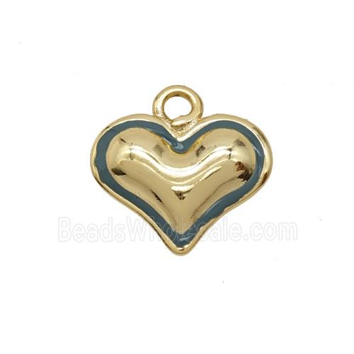 Copper Heart Pendant Teal Enamel Gold Plated