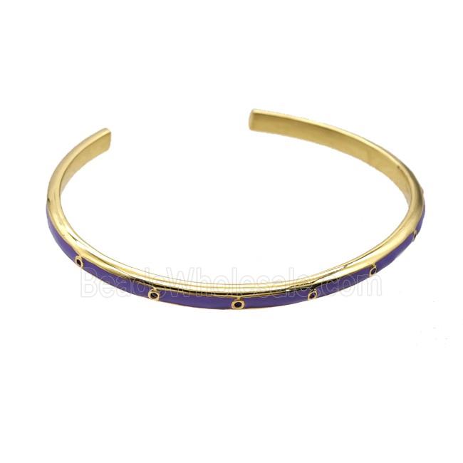 Copper Bangle Lavender Enamel Gold Plated