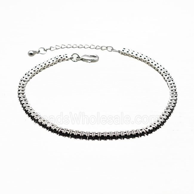 Copper Bracelet Pave Crystal Glass Platinum Plated