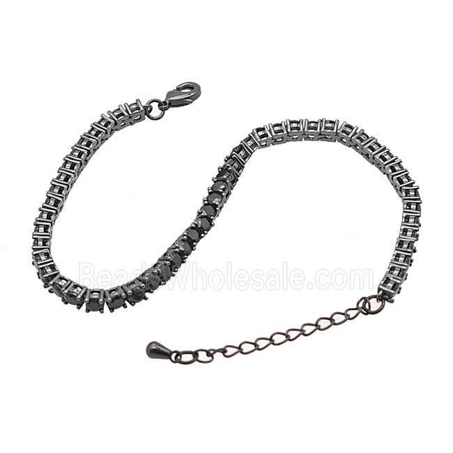 Copper Bracelet Pave Crystal Glass Black Plated