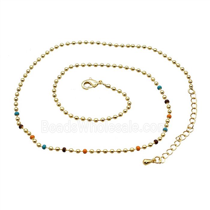 Copper Ball Necklace Chain Gold Plated