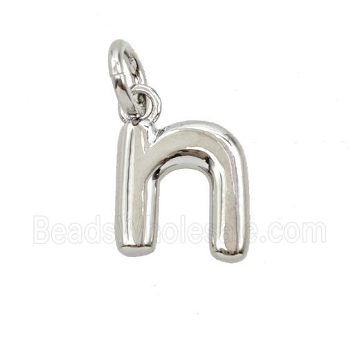 Copper Letter-n Pendant Platinum Plated