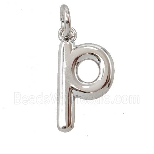 Copper Letter-p Pendant Platinum Plated