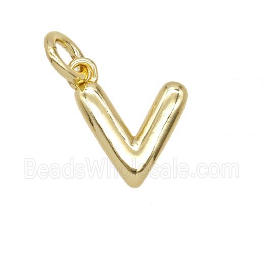Copper Letter-v Pendant Gold Plated