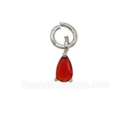 Red Crystal Glass Teardrop Pendant