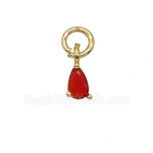 Red Crystal Glass Teardrop Pendant