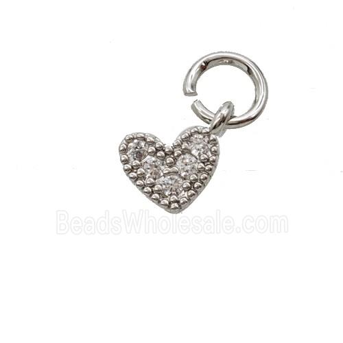 Copper Heart Pendant Pave Zirconia Platinum Plated