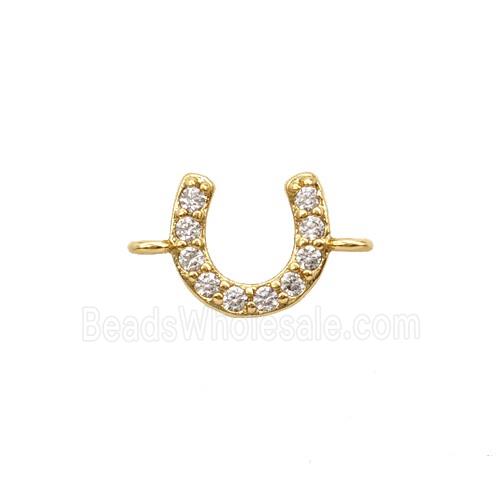 Copper Horse-Shoe Connector Pave Zirconia Gold Plated