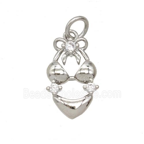 Bikini Charms Copper Underwear Pendant Pave Zirconia Platinum Plated