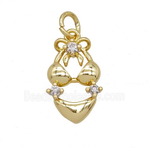 Bikini Charms Copper Underwear Pendant Pave Zirconia Gold Plated