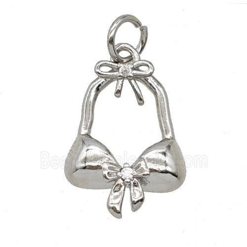 Bra Charms Copper Pendant Pave Zirconia Platinum Plated