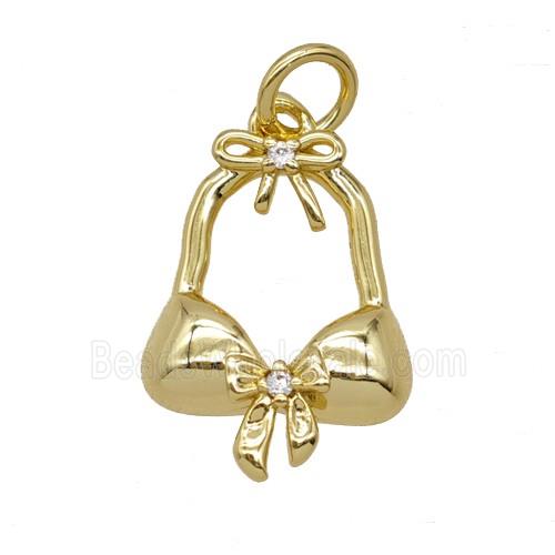 Bra Charms Copper Pendant Pave Zirconia Gold Plated