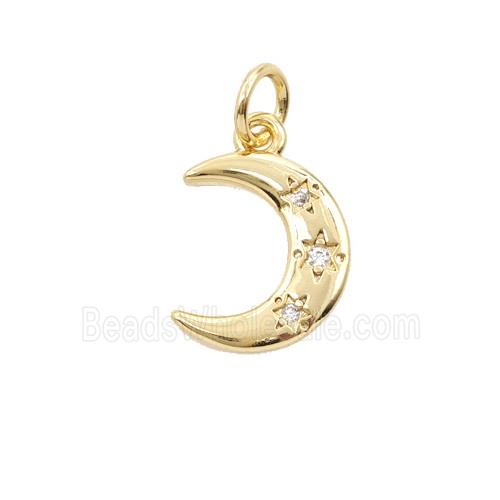Copper Moon Pendant Pave Zirconia Gold Plated