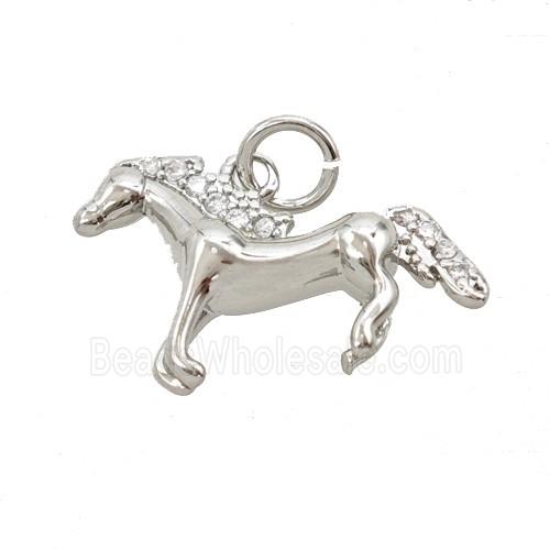 Copper Horse Pendant Pave Zirconia Platinum Plated
