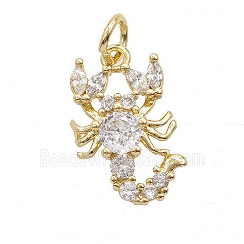 Copper Scorpion Pendant Pave Zirconia Gold Plated