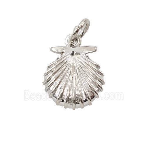 Copper Scallop Shell Pendant Platinum Plated