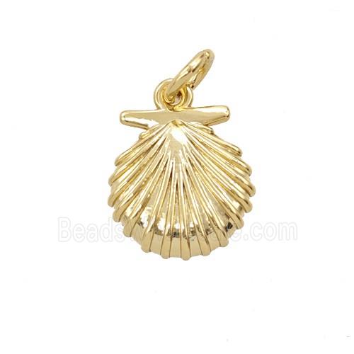 Copper Scallop Shell Pendant Gold Plated