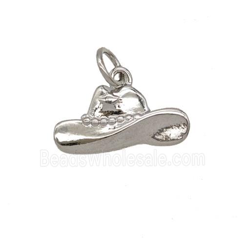 Cowboy Hat Charms Copper Pendant Platinum Plated