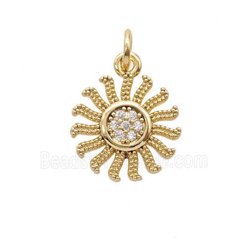 Copper Sun Pendant Pave Zirconia Gold Plated