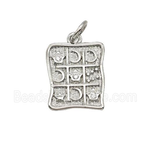 Copper Moon And Star Pendant Pave Zirconia Platinum Plated