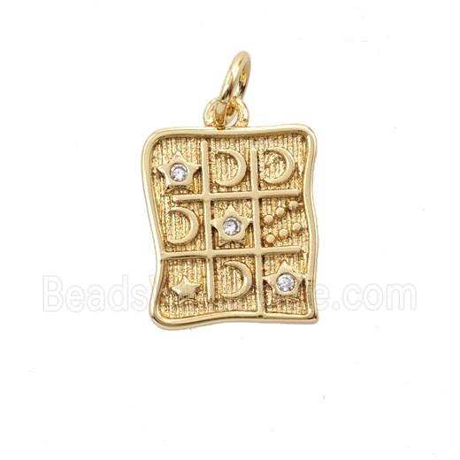 Copper Moon And Star Pendant Pave Zirconia Gold Plated