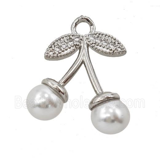 Copper Cherry Pendant Pave Resin Platinum Plated