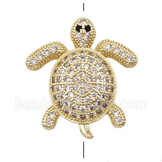 Copper Tortoise Beads Micropave Zirconia Gold Plated