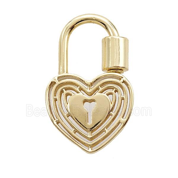 Copper Heart Lock Pendant Gold Plated