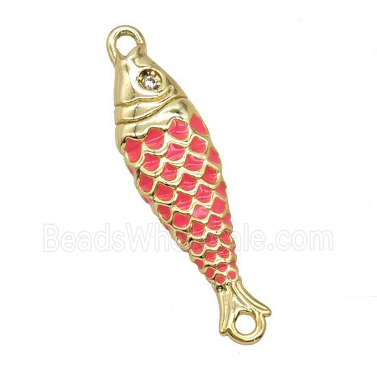Copper Fish Connector Pink Enamel Gold Plated