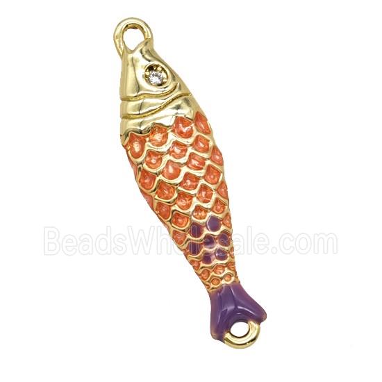 Copper Fish Connector Pink Enamel Gold Plated