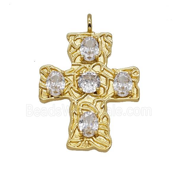 Copper Cross Pendant Pave Zirconia Gold Plated